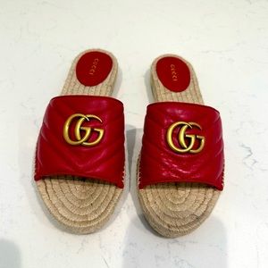 Gucci double G logo lambskin espadrilles